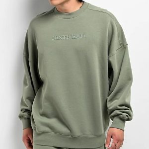Light Green Oversized Ninth Hall Crewneck Men’s Sweatshirt