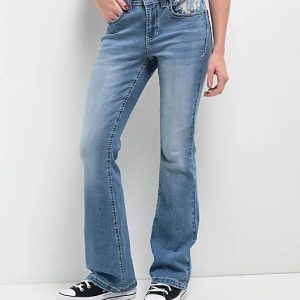 Ninth Hall Alyssia Rose Rhinestone Boot Cut Blue Jeans