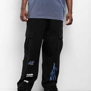 Ninth Hall Fast Lane Black Baggy Cargo Sweatpants