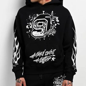 Ninth Hall Flame Boxy Hoodie in Black