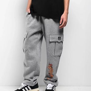 Ninth Hall Flash Tattoo Heather Grey Loose Fit Sweatpants