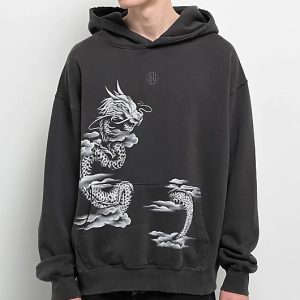 Ninth Hall Fundamentals Airbrushed Dragon Hoodie Black