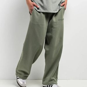 Ninth Hall Fundamentals Light Green Open Hem Sweatpants